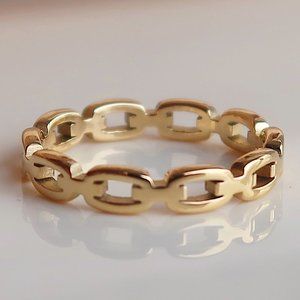 NEW 18K Gold Plated Link Chain Ring a